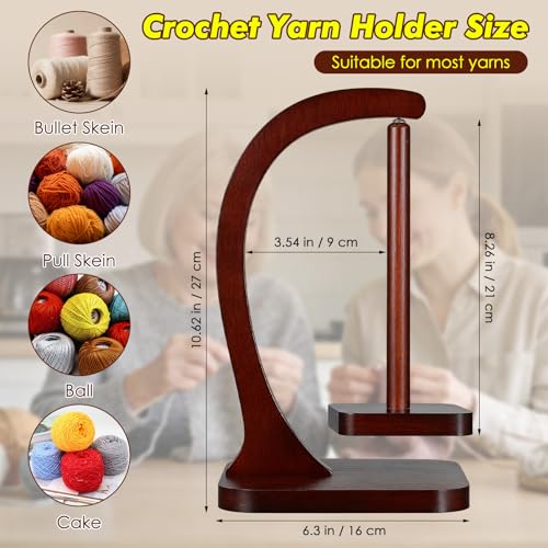 Wooden Yarn Holder for Crocheting and Knitting, 2LBS Load Capacity | Strong Magnetic 360° Rotation Yarn Spinner, Anti-Tangle Crochet Accessories with Packaging Box, Gift for Women Mom Grandma