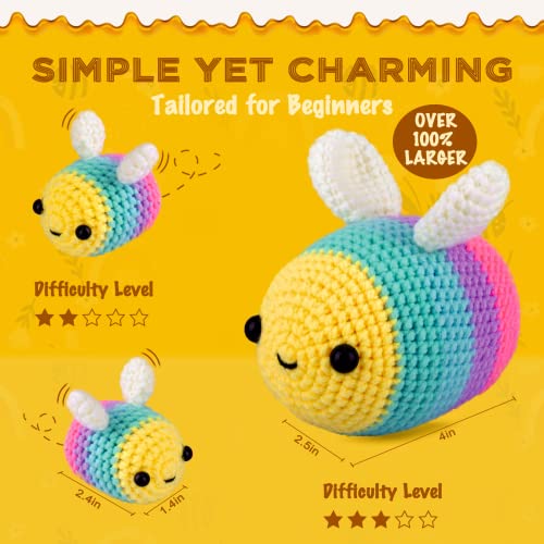 Crochetta Crochet Kit for Beginners, Beginner Crochet Starter Kit w Step-by-Step Video Tutorials, Learn to Crochet Kits for Adults Women Men, DIY Knitting Supplies (Yellow bee) - color: Bee Family