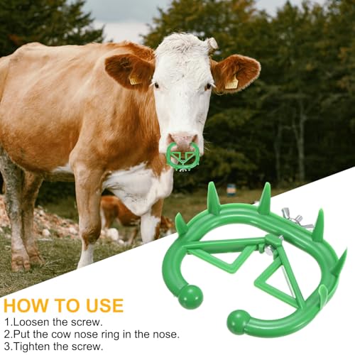 M METERXITY 10-Pack Cow Nose Rings Set, Plastic Farm Livestock Cow Nose Clip with 0.79" Long Spikes for Farm Cattle Prevent Milk Sucking [Green/Yellow] - color: Green/Yellow