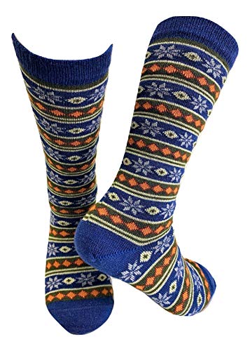 Alpaca Wool Designer Novelty Crew socks are Cozy, Warm and Colorful - Starry Stripe - color: Blue, size: Medium