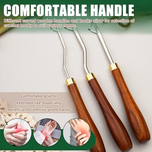 BALDCC 2PCS Latch Hook Tools, Wooden Bent Latch Hook for Hair, Rug Crochet | Crochet Needle for Hair Braiding, Crochet Hooks for Hair, Rug Hook, Knitting Tool for Rug Making and Art Crafts - color: Type 1 and Type 2, size: 2 PCS Bent Latch Hook