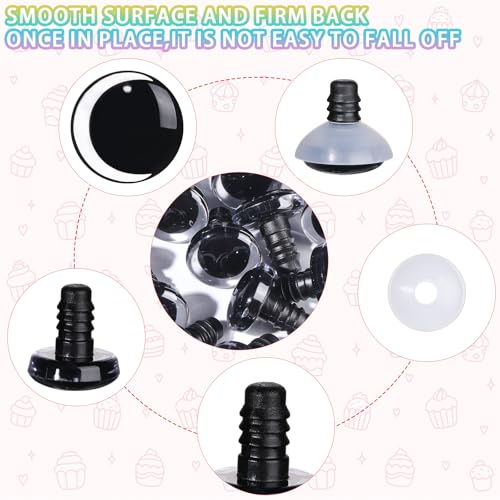MUCUNNIA 20pcs 45mm Clear Moon Safety Eyes for Crocheting With Washers Clear Safety Eyes for Amigurumi 3D Large Crochet Safety Eyes Clear Safety Eyes for Painting Teddy Bear Crochet Toy Christmas Deco - size: 45mm