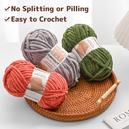 3 Pack of Grayish Chunky Chenille Yarn for Crocheting, Soft Baby Blanket Yarn, Chunky Knit Blanket Crochet Yarn, #7 Super Bulky, 10.6oz/164 yds Fluffy Velvet Amigurumi Yarn - color: 3 Grayish