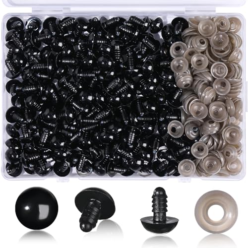 320Pcs Safety Eyes for Crocheting Amigurumi 14mm Craft Doll Eyes | Crochet Animals with Washers, Stuffed Animal Eyes for Plush Dolls Bear Doll Making Supplies - size: 14mm