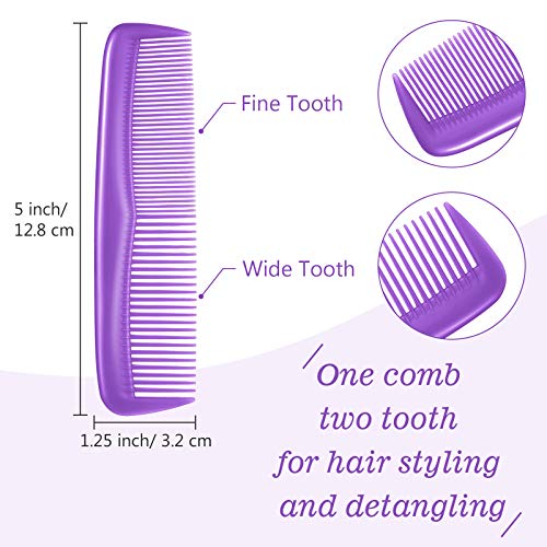 Leinuosen 12 Pieces Pocket Hair Combs, Fine Tooth Combs, Purple | Plastic Hair Care for Men Women, Portable Travel Size, for Barber Salon Hair Dressing Use, Not Breakable, Peines Para Cabello - color: Purple