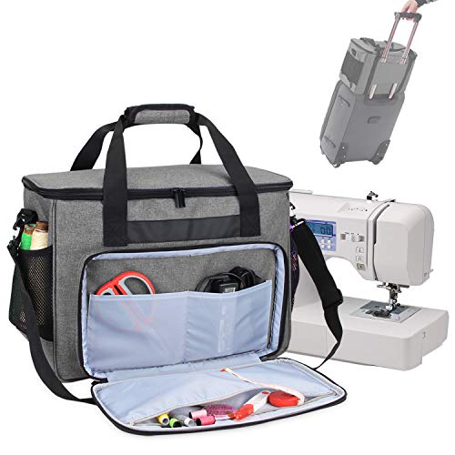 Teamoy Sewing Machine Case, Carrying Tote Bag Storage Organizer, Gray | Compatible with Brother, Singer Sewing Machines and Accessories - color: Gray