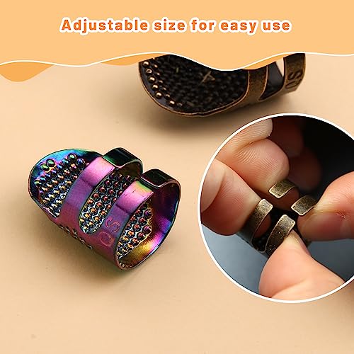 ZMAAGG Thimbles for Hand Sewing, 6 PCS Sewing Thimble, Metal Thimble | Thimbles for Hand Embroidery, Thimbles for Hand Quilting, Leather Thimble for Sewing, Embroidery - size: Primary Set