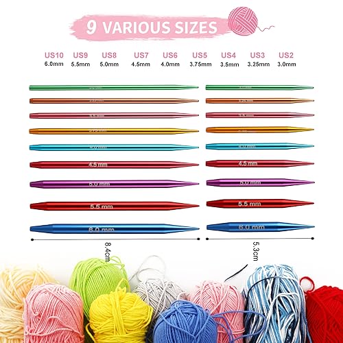 Interchangeable Circular Knitting Needles for Hand Fatigue – 2 Pcs Lightweight Aluminum (3.25mm / US 3), Ergonomic Round Knitting Kit for Seniors & Hobbyists, Smooth Non-Snagging Crochet