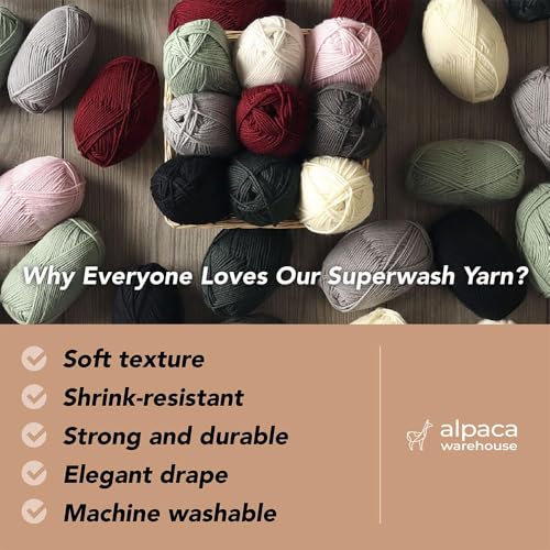 100% Superwash Wool Yarn 6 Skeins 300g DK Weight Knitting Crochet Green | Sourced from Peru for breathable warmth and 654yd total length per 300g pack ideal for soft baby garments hats and sweaters - color: Green