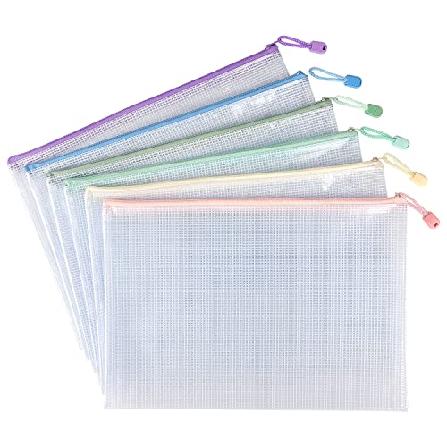 Tamaki 6 Pack Mesh Zipper Pouch Bags, Letter/A4 | Waterproof Zipper Bags, Document Bag, Durable Pouches for Organization - color: 6 Pack