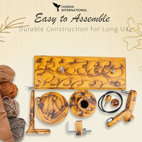 Yarn Winder – Large Capacity 16 oz Solid Wooden Yarn Winder for Knitting & Crocheting, Handcrafted Heavy-Duty Natural Wood Ball Winder, Smooth Tabletop Yarn Cake Maker Tool