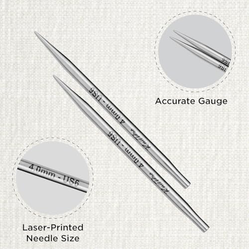 KnitPro Stelo Lace Interchangeable Tips 4" (10cm) | US Size 6 (4mm) - size: US Size 6 (4mm)