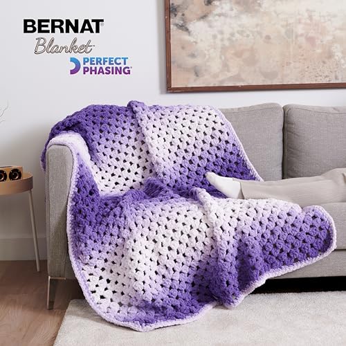 Bernat Blanket Perfect Phasing Soft Crochet Yarn, Electric Blue 2-Pack | #6 Super Bulky Yarn, 100% Polyester, Soft Crochet Yarn for Blankets, Knitting & DIY Crafts, 220yds, 300g/10.56oz per skein - color: Electric Blue, style: Blanket Perfect Phasing