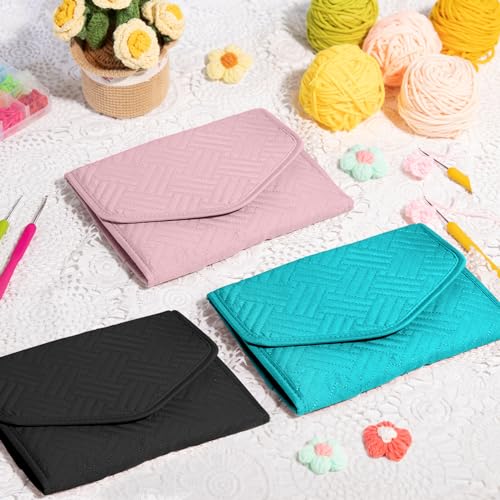 Crochet Hook Case - Foldable Organizer - Knitting & Crochet Supplies Accessory - color: Pink, size: 7 Inches