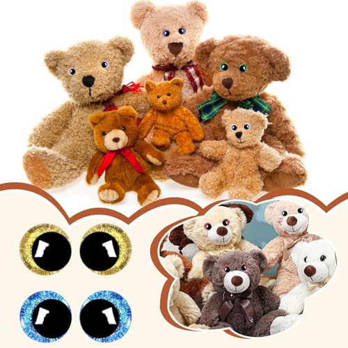 64 Pcs 30mm Safety Eyes Colorful 3D Safety Eyes for Amigurumi Plastic Eyes for Crochet Animals DIY Handcrafts Doll Making Supplies