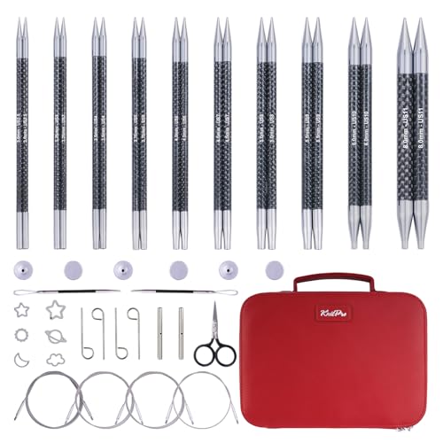 KnitPro Karbonz Élan Interchangeable Needles Premium Gift Set 5" (13cm) | 10 US Sizes (2.5 to 11)