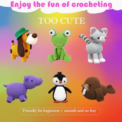 Beginner Easy Yarn Kit for Knitting,Crocheting; Worsted Weight Medium #4; Cotton Blend Yarn for Amigurumi with Tools (Dreamy Sea, 6 Skein) - color: Dreamy Sea