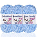 3 * 100g Fluffy Velvet Chenille Yarn for Crocheting and Knitting, Handcrafts Weaving Soft Chenille Yarn for Crocheting Clearance, Used for Making Baby Yarn Blanket, Clothes (3 - Bule) - color: 3 - Bule