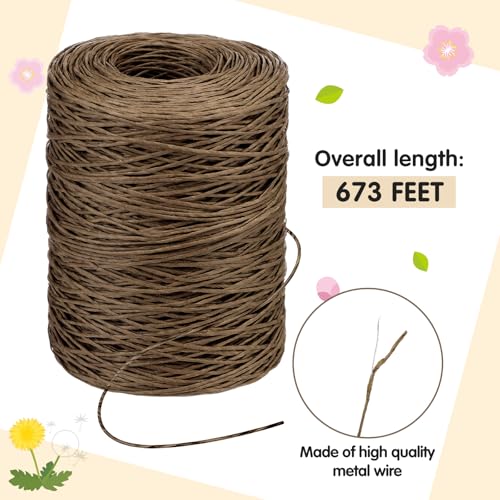 Syhood 673 Feet Floral Vine Bind Wire Rustic Craft Wire, Dark Khaki | For DIY Craft Wrapping, Flower Bouquets Garland Arrangements, , Christmas Wreath Making - color: Dark Khaki, size: 673 Feet