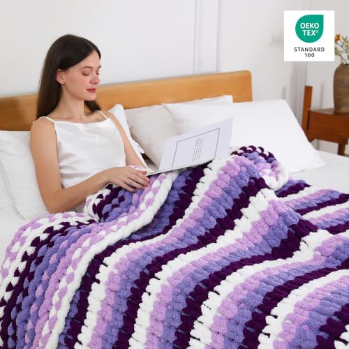 Chunky Yarn for Hand Knitting, #10 Chunky Blanket Chenille Yarn, Large Bulky Thick Jumbo Yarn, Super Chunky Knit Yarn for Crocheting, 8 Skein(8 oz 22 yds Each Skein), Lavender Fog - color: Lavender Fog
