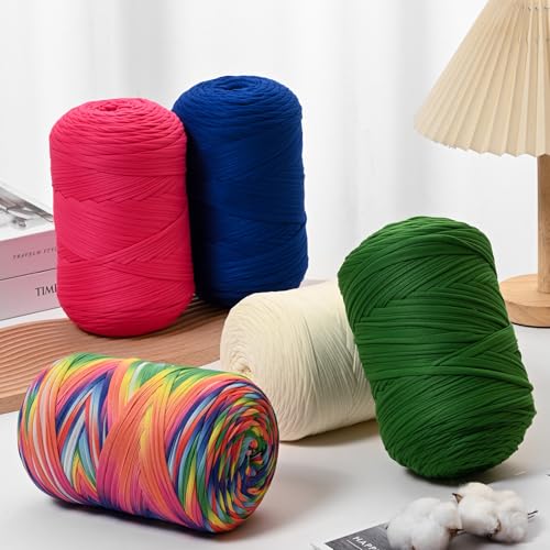800G (228YDS) T-Shirt Yarn for Crocheting, Chunky Yarn for Beginner to Advanced Projects, Elastic Fabric, Dark Gray - color: Dark Gray