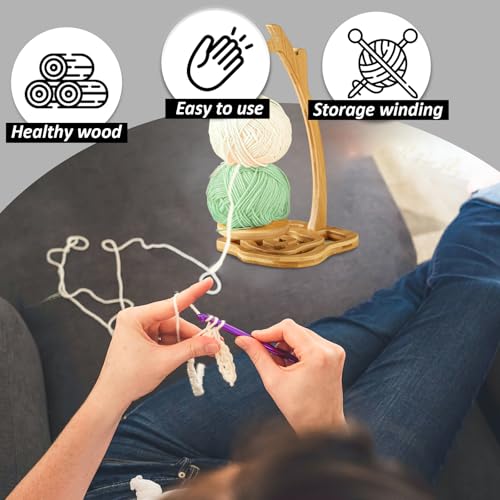RoseFlower Yarn Holder Stand, Natural Wooden Yarn Ball Holder Spindles Twirling Yarn Holder for Crocheting, Protable Yarn Storage, Gift for Women Older, Knitter & Crochet Supplies - color: C11