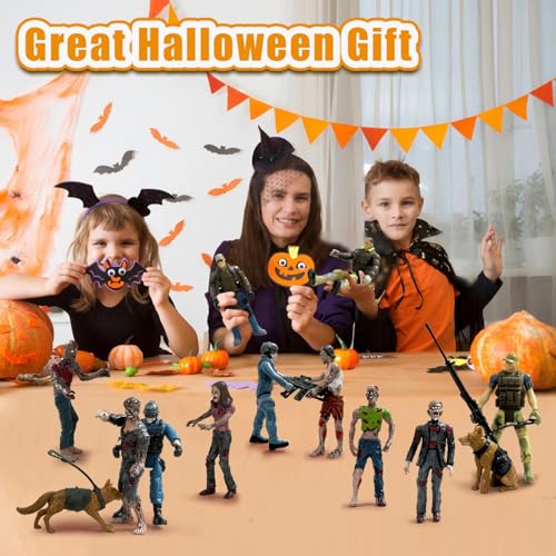 Army Men Action Figures,Zombie Figure Toys,Military Toy Xmas Gift for Kids | 14 PCS Military Playset Include Army Men Set with Weapons, Zombie Figure Toys, 2 Police Dog Figures for Kids Boys 4-7 - color: Blue