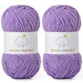 Skinny Chenille Yarn for Crocheting,Baby Yarn for Crocheting Soft,2 Pack 3.5 oz/218.7 yds Fingering Weight Velvet Yarn,Fluffy Amigurumi Yarn for Baby Blankets/Clothes&Crafts(2 Purple) - color: [2 Purple]
