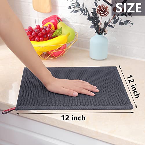 Homaxy 100% Cotton Waffle Weave Kitchen Dish Cloths 24-Pack, Dark Grey | 12 x 12 Inches, Ultra Soft Absorbent Dish Towels, Quick Drying Dish Rags with Hanging Loop - color: Dark Grey, size: 12 X 12 - 24 Pack