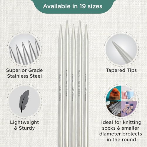 KnitPro Stelo Double-Pointed Needles 8" (20cm) | US Size 13 (9mm) - size: US Size 13 (9mm)