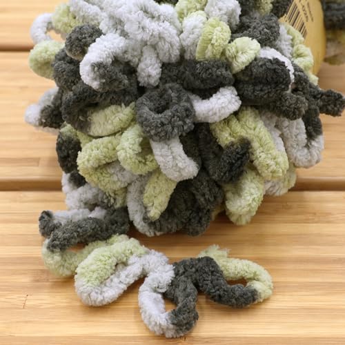JubileeYarn Fun Finger Loops Yarn - 100g/Skein Jumbo Polyester Team Spirit - Silver Tan Black - 2 Skeins - color: 026 Silver Tan Black, size: 2 Skeins