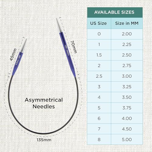 KnitPro Zing Fixed Circular Needles Asymmetrical 10" (25cm) | US Size 7 (4.5mm) - size: US 7 (4.5mm)
