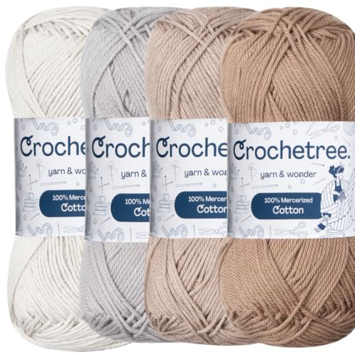Premium Mercerized Cotton Yarn for Crochet & Knitting – Fingering Weight 4-Ply, 50g (1.76 oz) / 125 m (136 yds), High-Gloss, Anti-Splitting, Fade-Resistant Cotton (Moon Surface) - color: Moon Surface