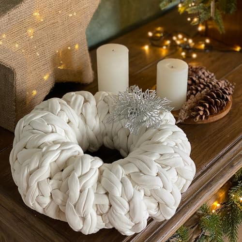 Bobilon Giant Chunky Cotton Yarn 3.3 lbs, Arm Knitting - Ice-Cream | 100% cotton giant yarn for arm knitting; great for chunky blankets, pet beds, rugs and baskets; new fabric, not recycled - color: Ice-Cream