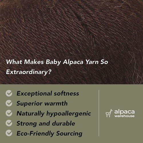 100% Baby Alpaca Yarn 3 Skeins 150g DK Weight Knitting Crochet Dark Brown | Made in Peru with natural warmth and softness featuring 327yd of premium fiber ideal for scarves shawls sweaters and more - color: Dark Brown, size: DK