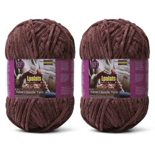 Baby Blanket Yarn for Crocheting - 2 Pack of 200g/7oz Chunky Chenille Yarn for Knitting Blankets Amigurumi - #6 Super Bulky - 348 Yards Soft Thick Plush Yarns (2, Dark Curry) - color: Dark Curry