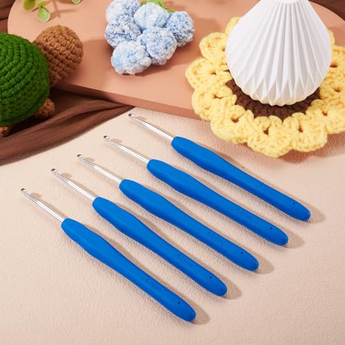 5 pcs Aluminum Crochet Hooks Knitting Needles Craft Yarn Pin 4mm Random Color Smooth Silicone Handle Crochet Hook for Beginners Handmade DIY Knitting Scarves Sweater Hat Clothing Accessories - color: Pin 4mm