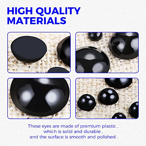 Yetaha 500PCS Black Plastic Round Eyes, Flatback Eyes, Craft Doll Eyes for Stuffed Crochet Animals Teddy Bear DIY Craft Doll Making Supplies | Flatback Plastic Round Eyes, Essential DIY Making Supply for Crochet Plush Dolls & Teddy Bears