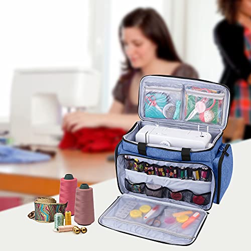 LUXJA Sewing Machine Case with Removable Padding Pad, Blue | Travel Case for Most Standard Sewing Machines & Accessories, Bag Only - color: Blue, style: Sewing Machine Bag