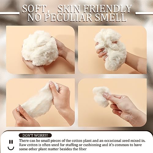 Berlune 2000g/4.4lb Organic Raw Cotton Stuffing Natural Cotton Filling for Pillow Upholstery Couch Dolls Art Crafts Stuffed Animals Filler - size: 2000g/4.4lb