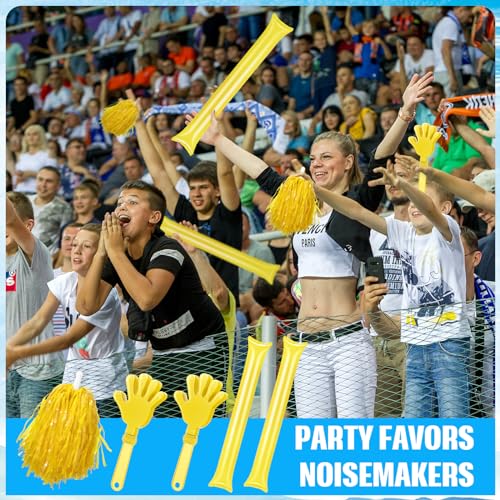 36 Pcs Cheerleading Pom Poms Thunder Sticks and Hand Clappers - color: yellow
