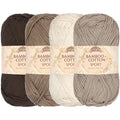 JubileeYarn Bamboo Cotton Sport Yarn, Shades of Brown, 4 Skeins | 50g/Skein - color: Shades of Brown, size: 4 Skeins