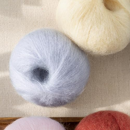 Susan's Family South African Soft Mohair Plus 2x20g/284Yds-12# Arctic Ice | Soft and Durable Cobweb Weight Yarn, 56% Mohair 29% Nylon 13% Wool, 2x20g , 284Yds , for Knitting, Crochet and Crafts - color: 12#Arctic Ice