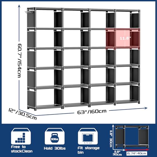 Mavivegue 20 Cube Book Shelf, Storage Organizer, Large DIY Bookcase, Metal Cube Bookshelf, Cubbies Closet Storage Organizer Shelves for Bedroom,Living Room,Home,Office - color: Black, size: 20-Grid