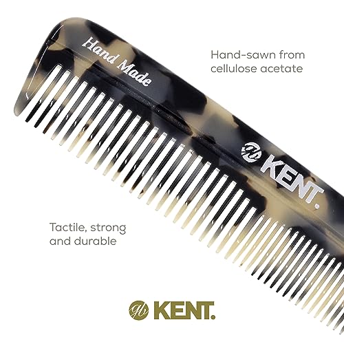 Kent R7T TW Fine and Wide Tooth Hair Comb, Handmade Pocket Comb for Men, Beard and Mustache Combs for Everyday Grooming and Styling, Sawcut Kent Combs, Made in England - color: White Tokyo, size: 1 Pack