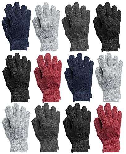 Yacht & Smith Wholesale Beanie and Glove Winter Bulk Kit, Kids Adults Bulk Sets, Homeless Donation Shelters - color: 12 Pairs Adult Assorted Gloves