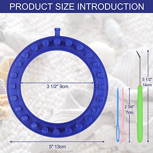 Aeelike Round Knitting Loom for Hat Socks DIY Crafts, 5.5inch | Round Knitting Loom Kit with Removable Pegs, Beginners Knitting Kit for Hats Socks Scarves DIY Crafts, Idel Gift - color: Blue-5.5inch, size: 1pcs