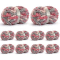 10 Pack Jumbo Chunky Yarn for Hand Knitting, Fluffy Chunky Chenille Yarn for Crocheting, Variegated Chunky Knit Baby Blanket Yarn, 240 yds /70.5 oz Super Bulky Yarn（Grey-Pink-Purple） - color: 10 Grey-Pink-Purple