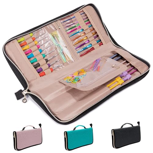 Knitting Needles Case (up to 14 Inches) - Needle & Crochet Hook Organizer - color: Pink, size: 14 Inches