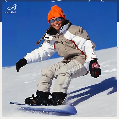 ACUSHLA Waterproof Windproof Winter Hat for Men Women Fleece-Lined Beanie - color: Bright Orange